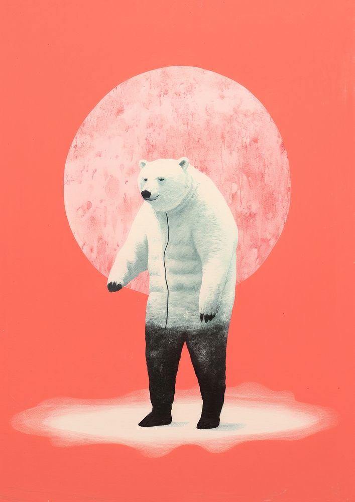 Polar bear illustration holding earth mammal representation creativity.