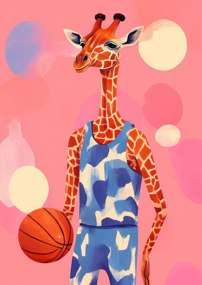 Basketball giraffe sports mammal.