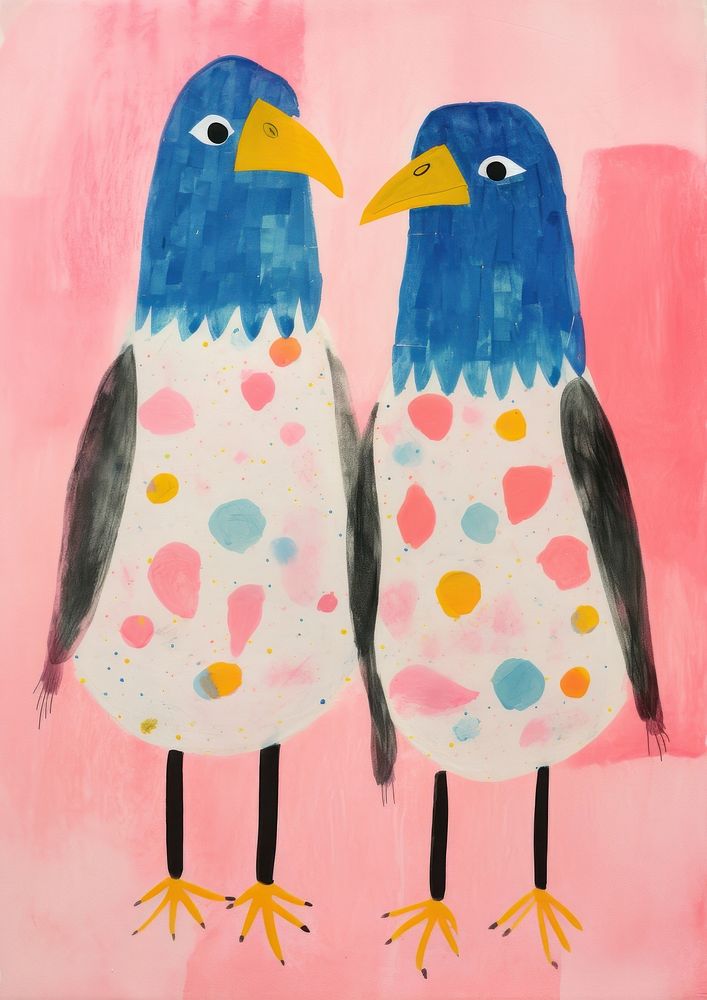 Couple bird wedding art painting representation.