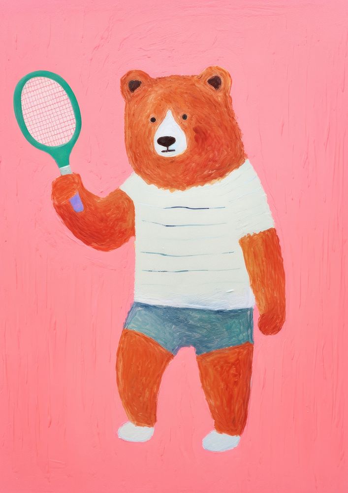 Tennis bear art racket.