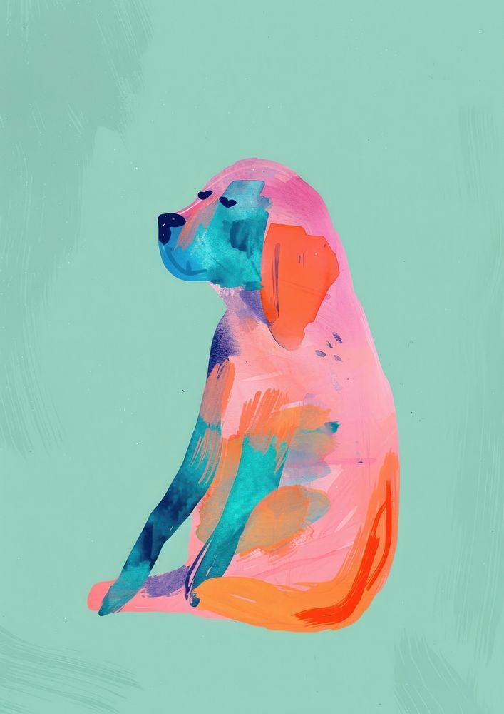 Dog thinking animal art painting.