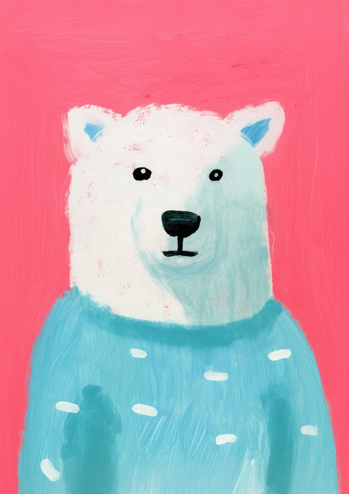 Polar bear in sweater art mammal animal.