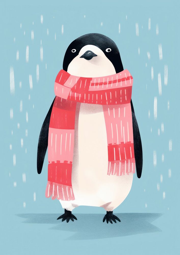 Penguin in winter custome animal cartoon scarf.