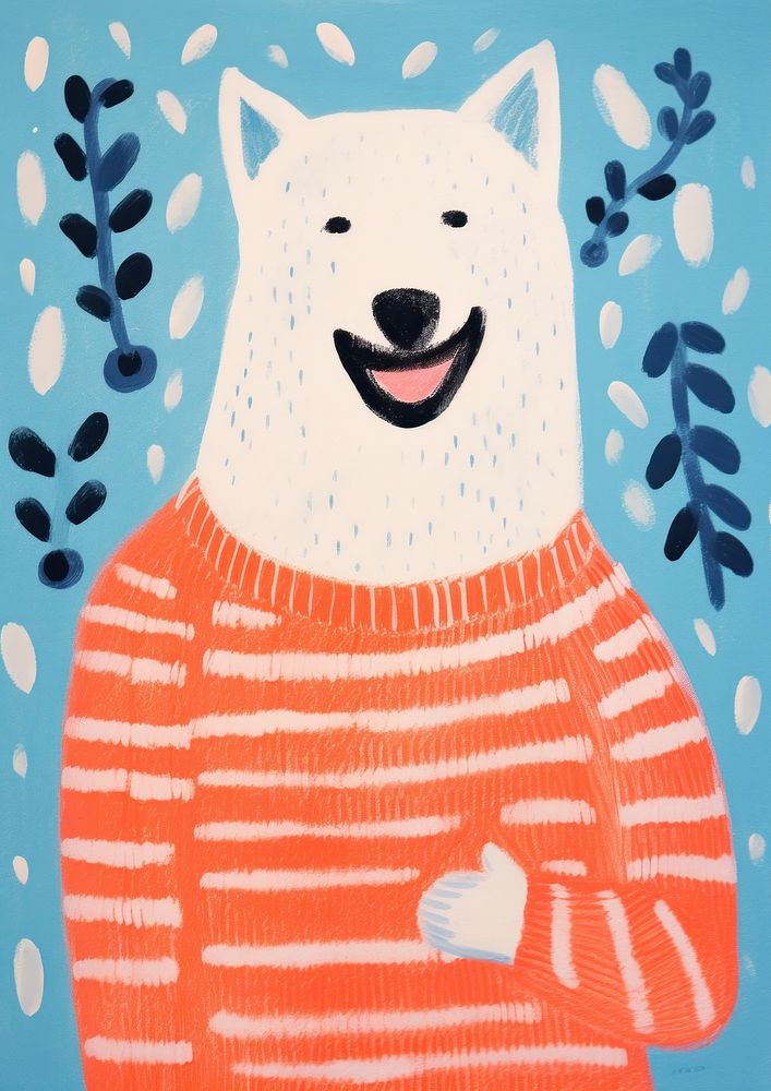 Polar bear in sweater art painting mammal.