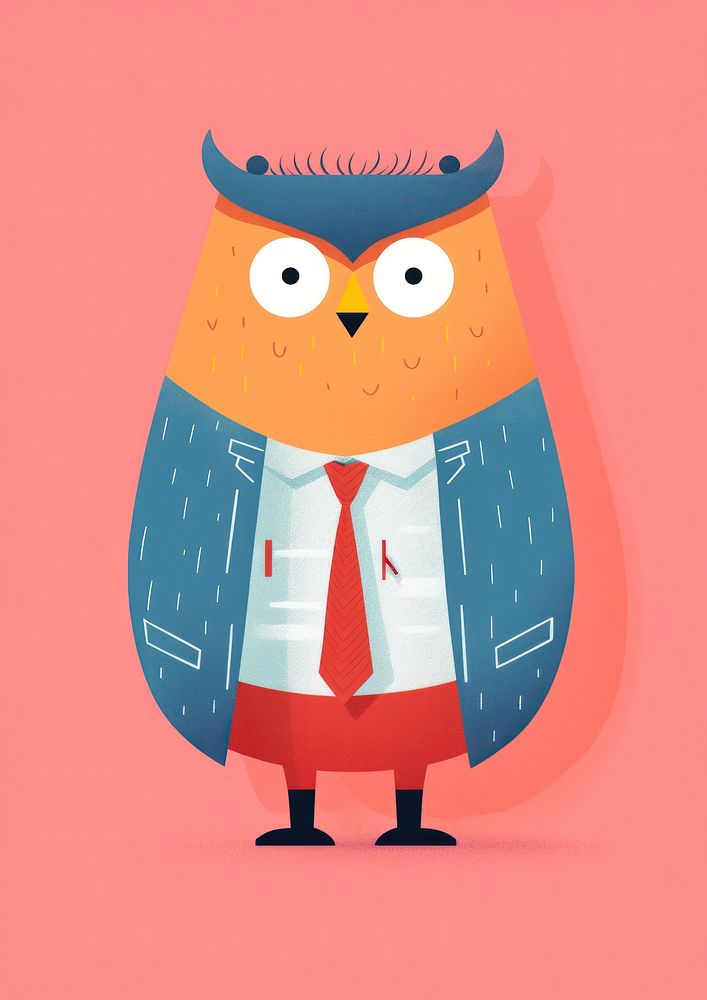 Owl businessperson cartoon animal bird.