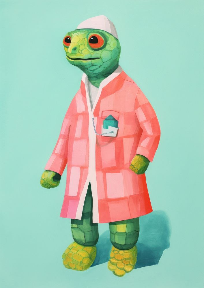 Happy turtle doctor art toy representation.