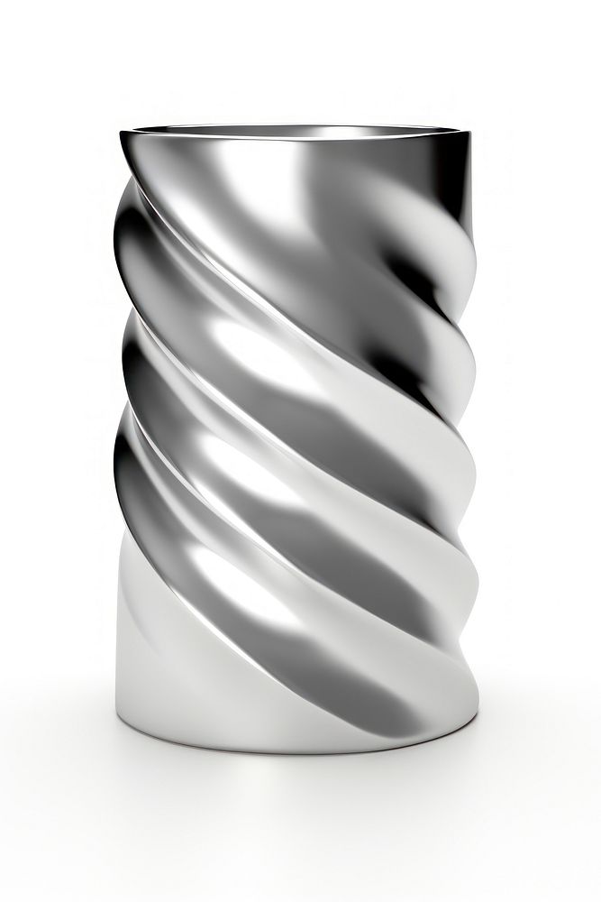 Twisted cylinder chrome material silver shiny white.