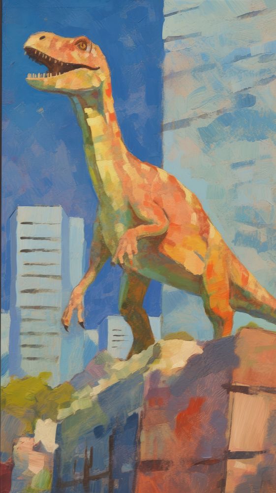 Dinosaur in the city reptile animal t-rex.