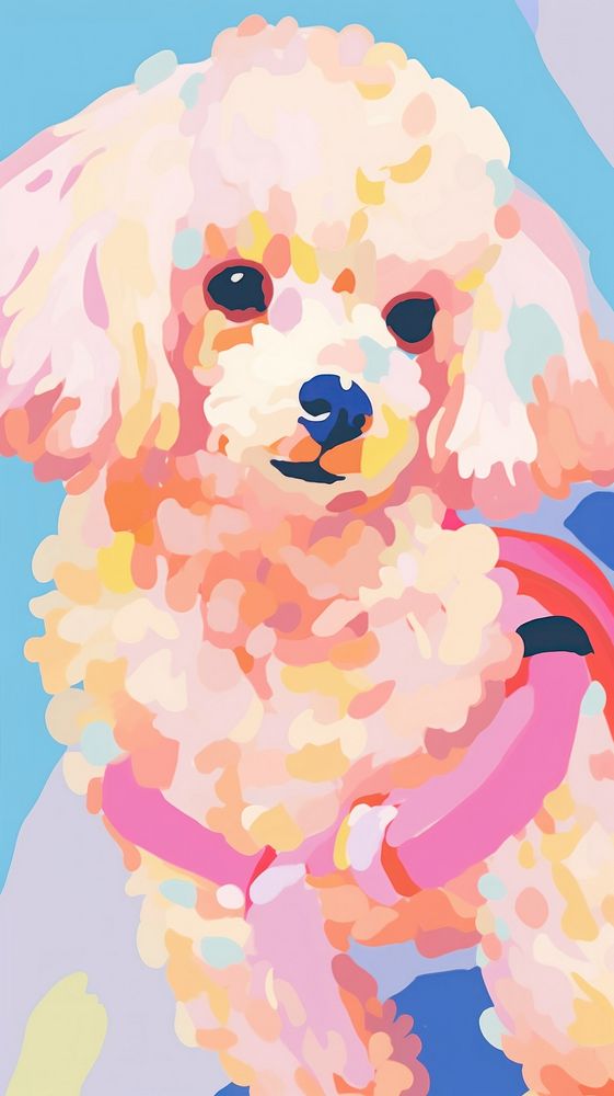 Poodle dog abstract cartoon animal.