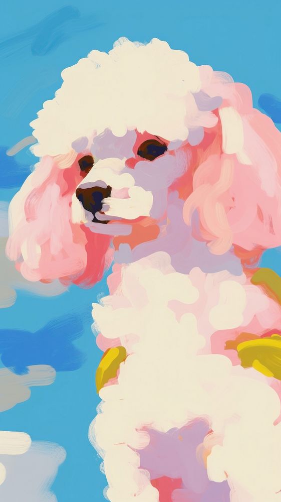 Poodle dog painting cartoon animal.