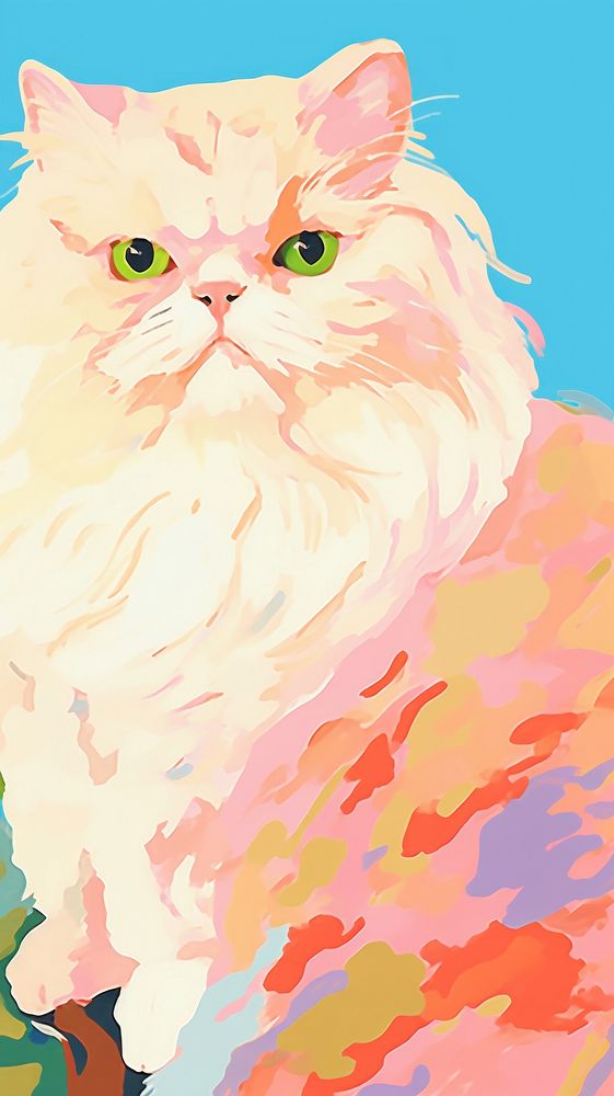 Persian cat painting cartoon animal.
