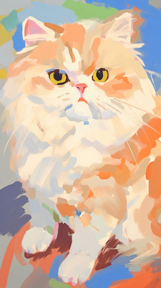 Persian cat painting cartoon mammal.