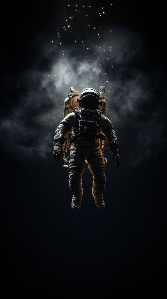  Astronaut floating in dark sky astronomy space adult. AI generated Image by rawpixel.