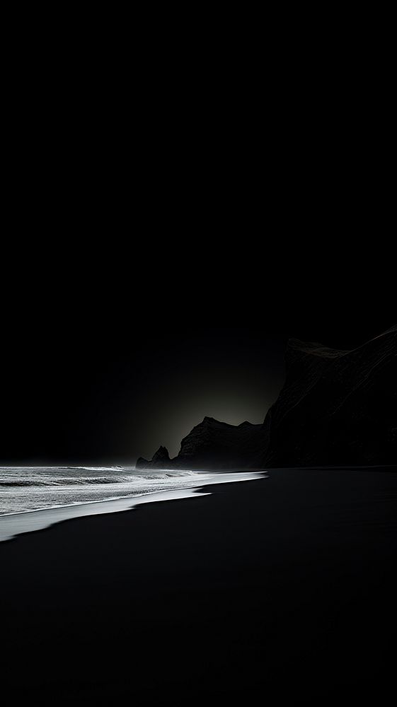  Black beach silhouette outdoors nature. 