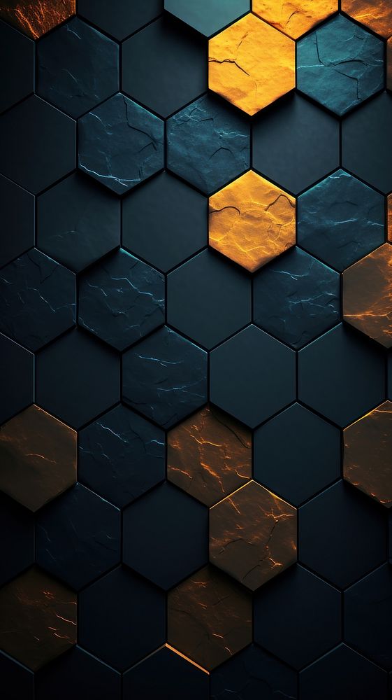  Dark hexagonal texture pattern backgrounds repetition. AI generated Image by rawpixel.
