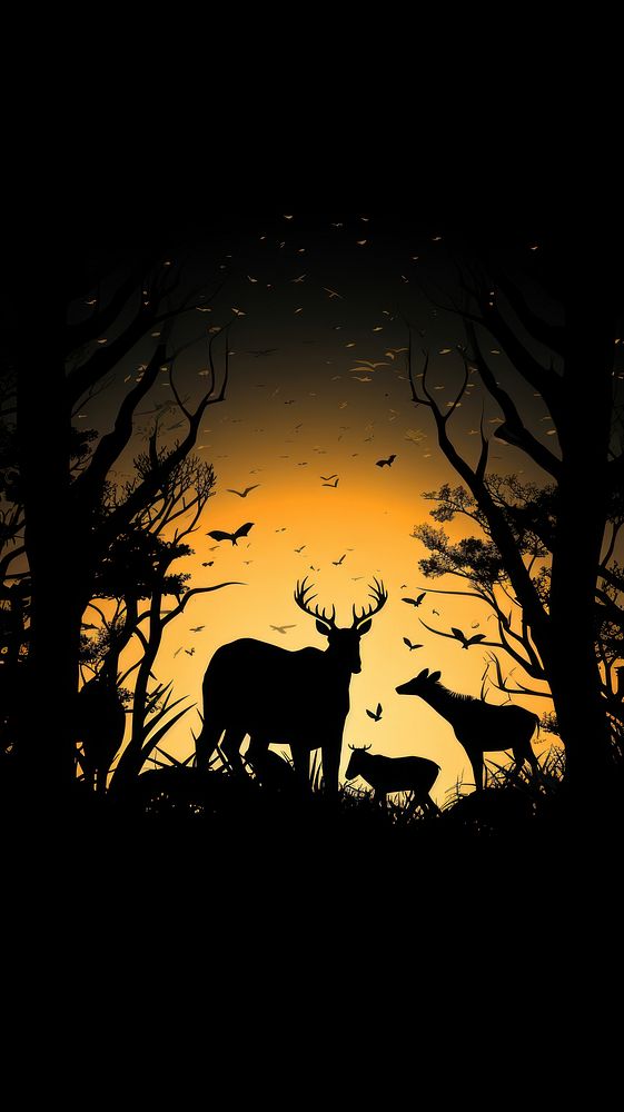  Animals silhouette wildlife mammal. AI generated Image by rawpixel.