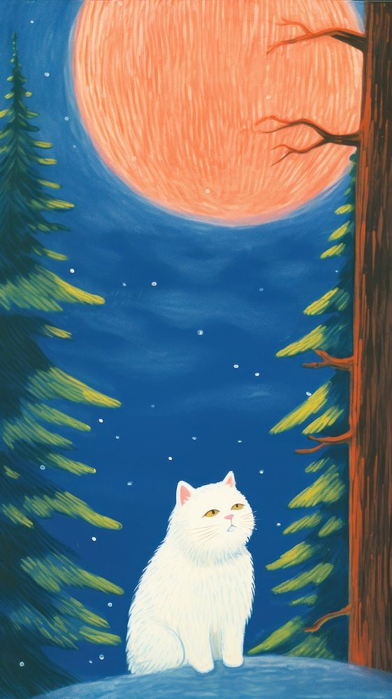A white cat in daylight painting animal mammal.