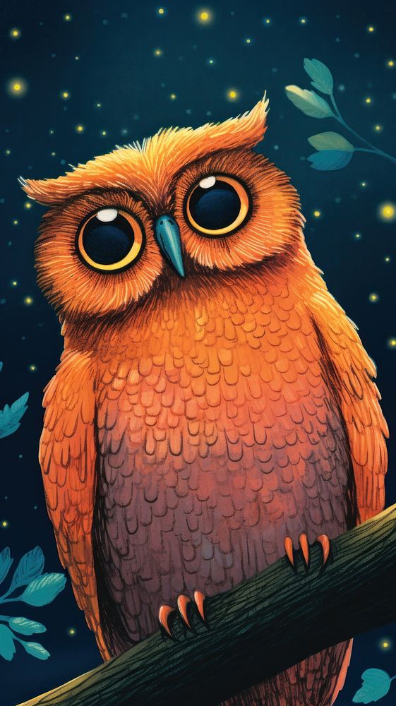 An cute owl cartoon animal illuminated.