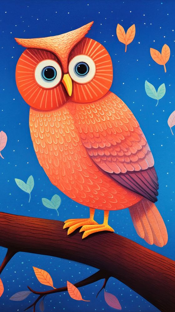 An cute owl painting cartoon animal.