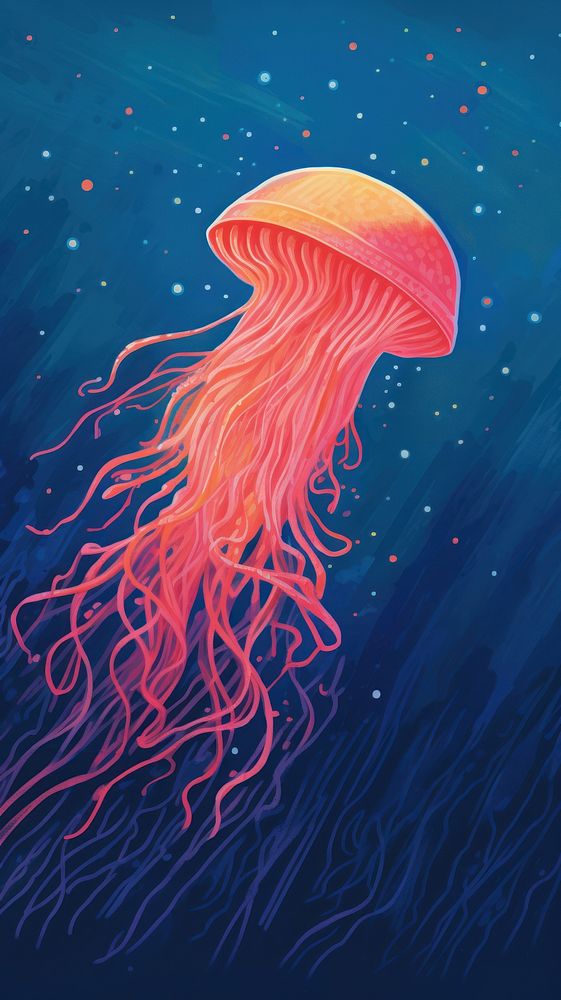 A jellyfish red invertebrate underwater.