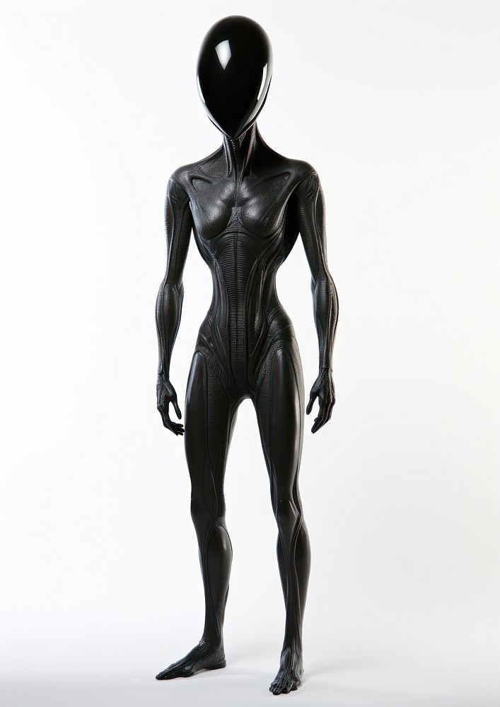Alien mannequin adult white background.