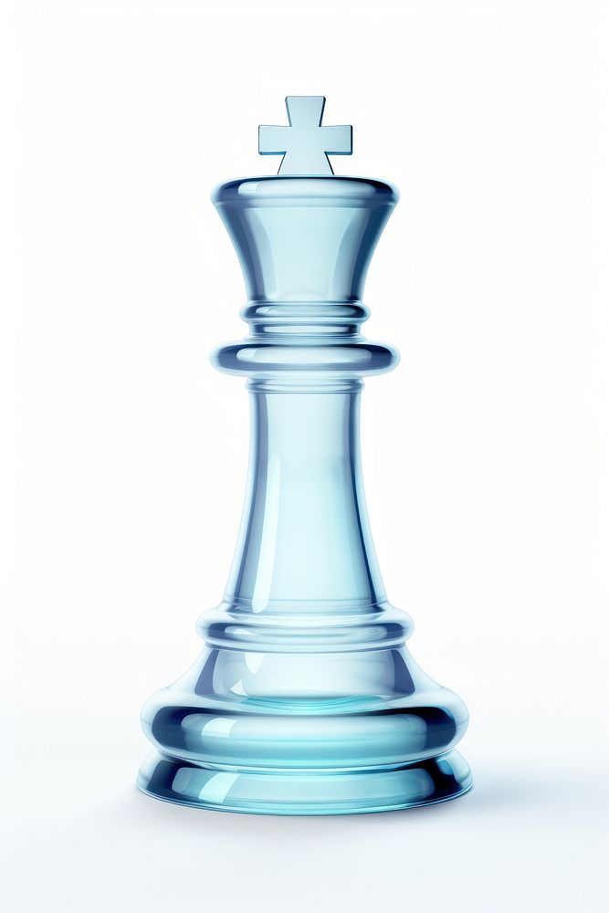 3d transparent glass style of king giant chess game white background intelligence.