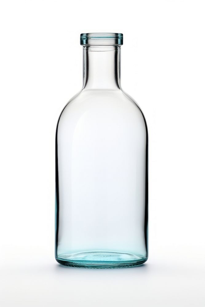 3d transparent glass style of vintage water bottle drink vase white background.