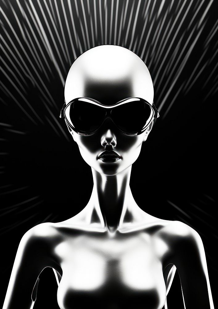 An alien sunglasses black white.