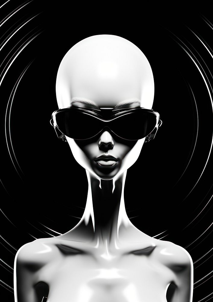 An alien glasses black white.