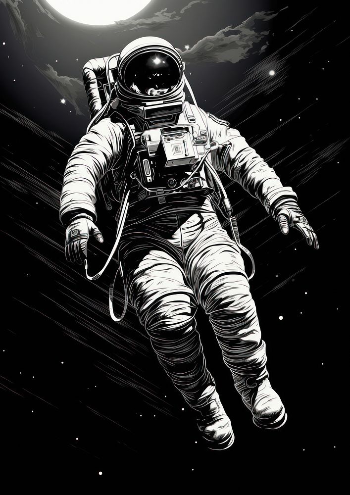An astronaut space white black.