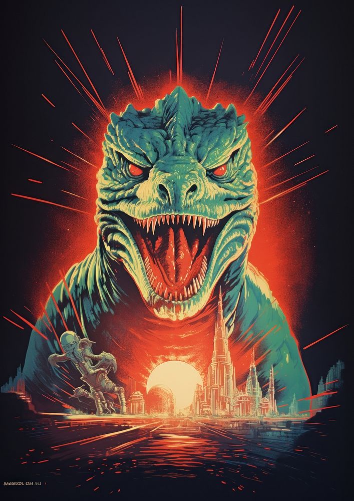 A gozilla dinosaur reptile poster.