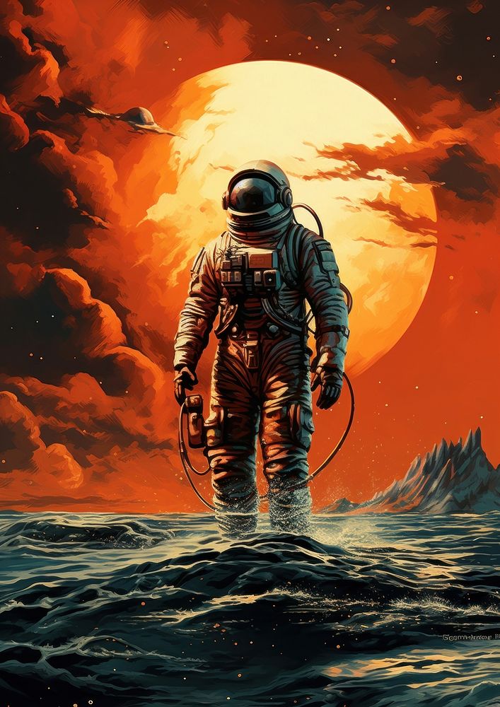 A astronaut outdoors nature poster.