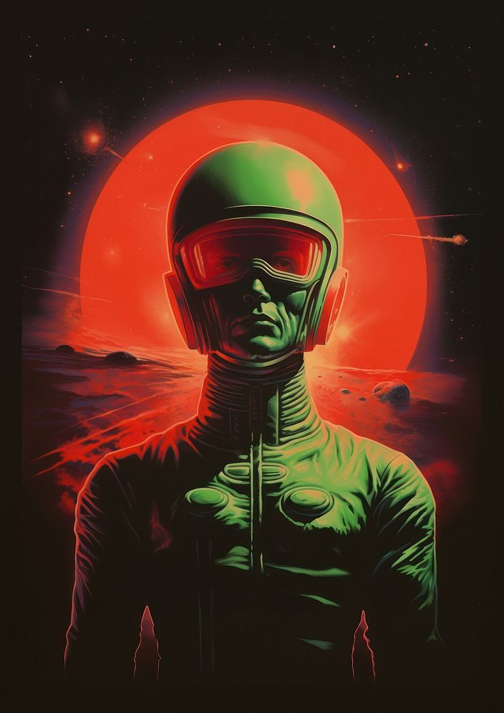 An alien helmet poster adult.