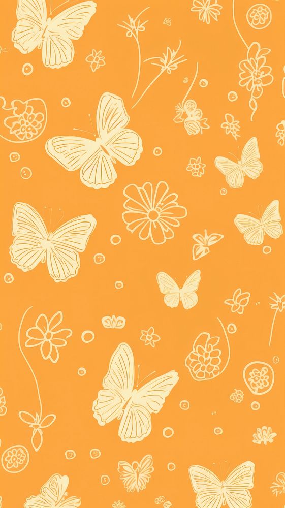 Butterfly floral pattern wallpaper line. Premium Photo Illustration