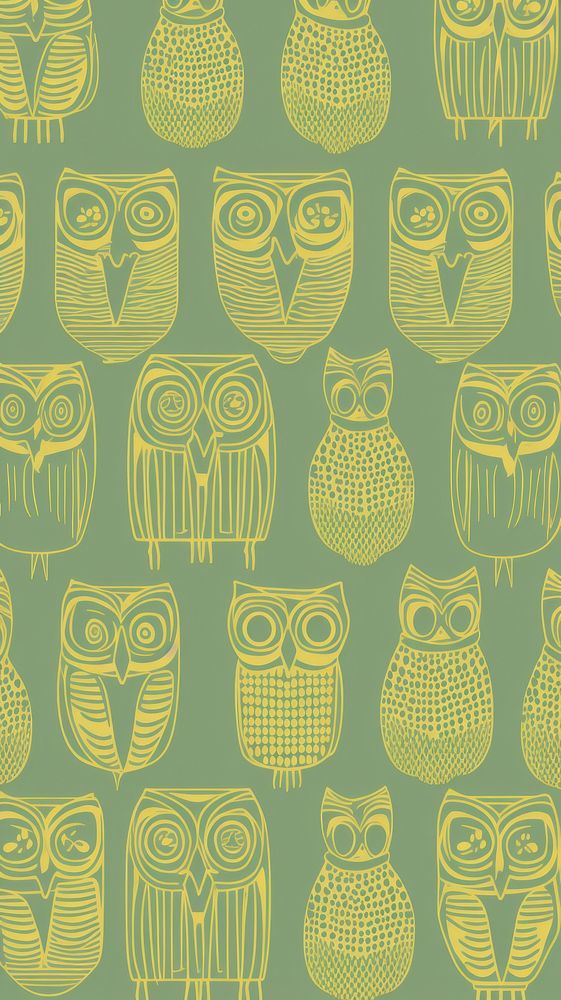  Owl pattern wallpaper line. AI generated Image by rawpixel.