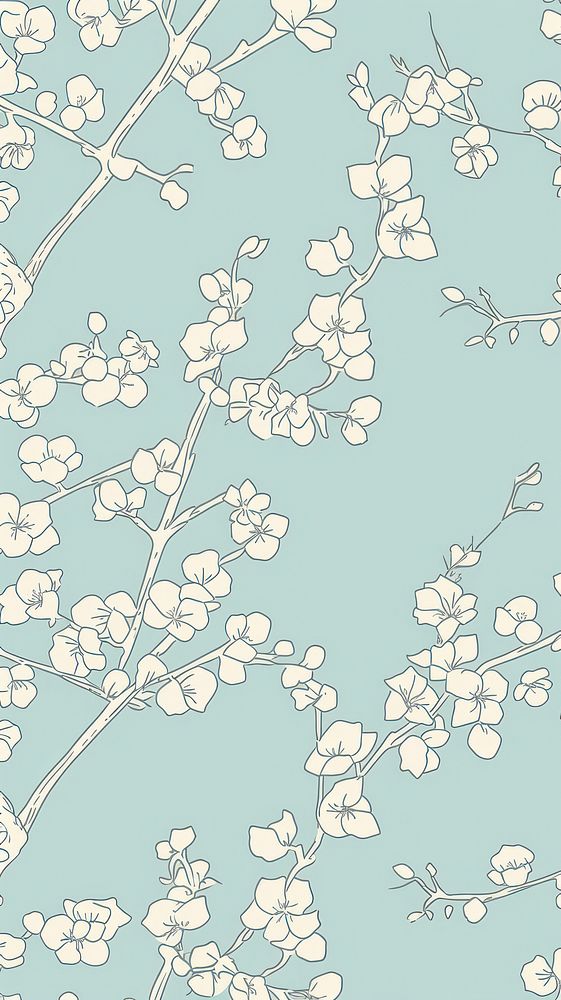  Sakura pattern wallpaper flower. AI generated Image by rawpixel.