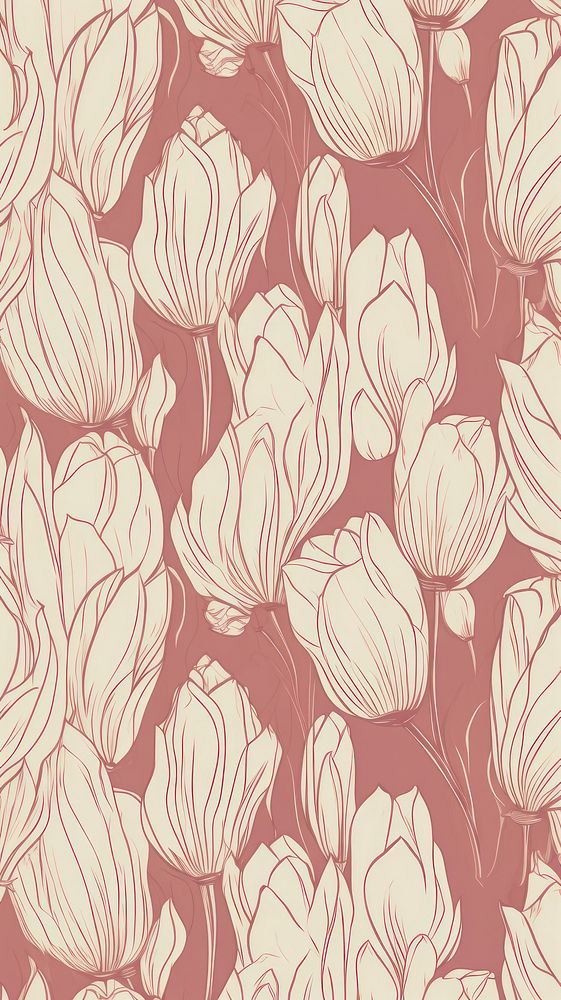  Tulip pattern wallpaper flower. AI generated Image by rawpixel.