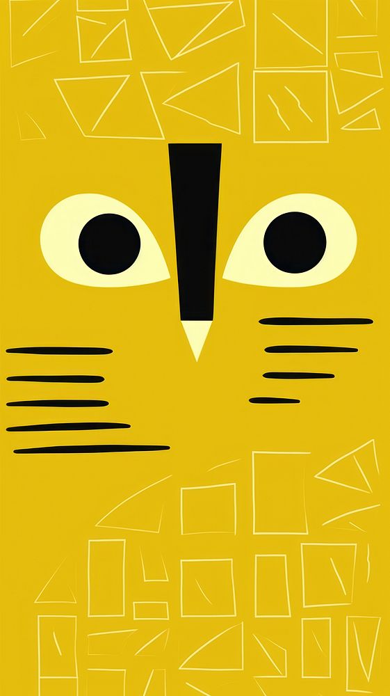  Cat art yellow line. AI generated Image by rawpixel.