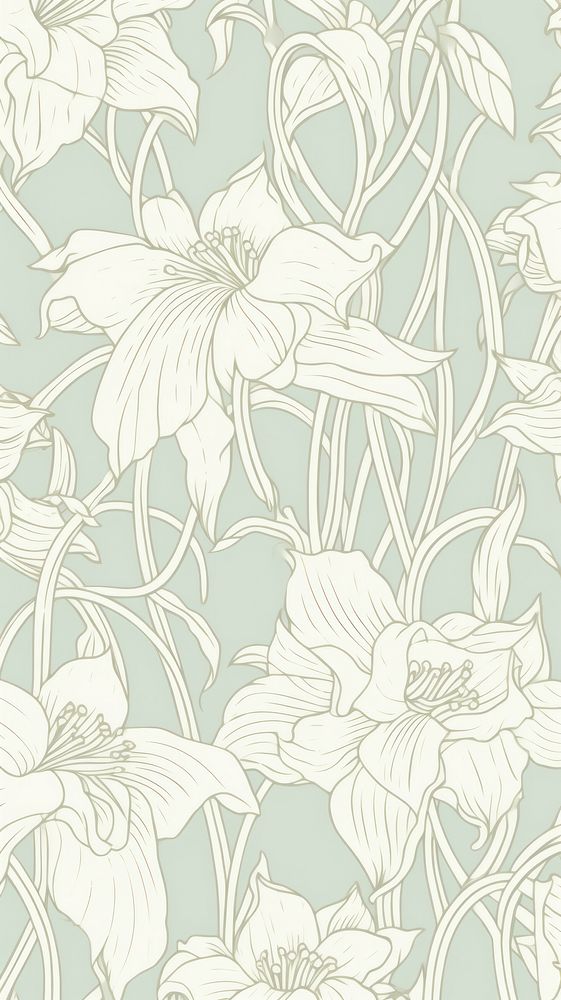  Lilly wallpaper pattern plant. AI generated Image by rawpixel.