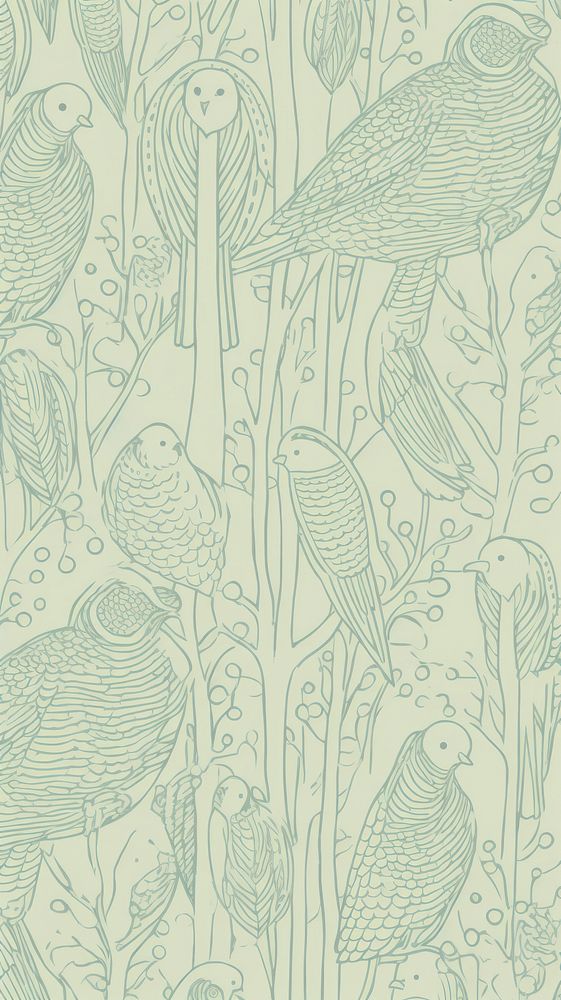  Lovebird art wallpaper pattern. AI generated Image by rawpixel.
