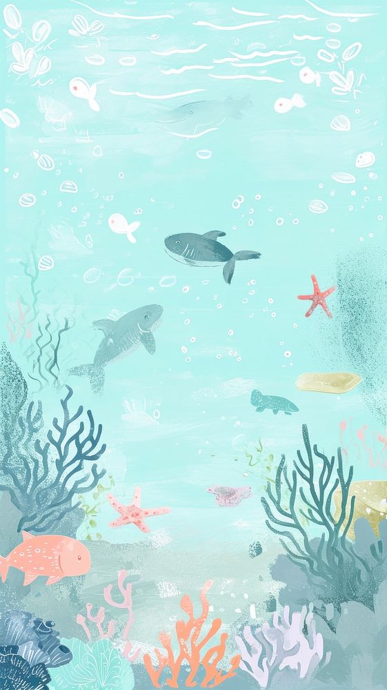 Cute under the sea illustration aquarium outdoors nature.