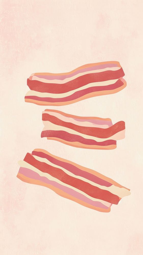 Cute bacons food illustration pork meat prosciutto.