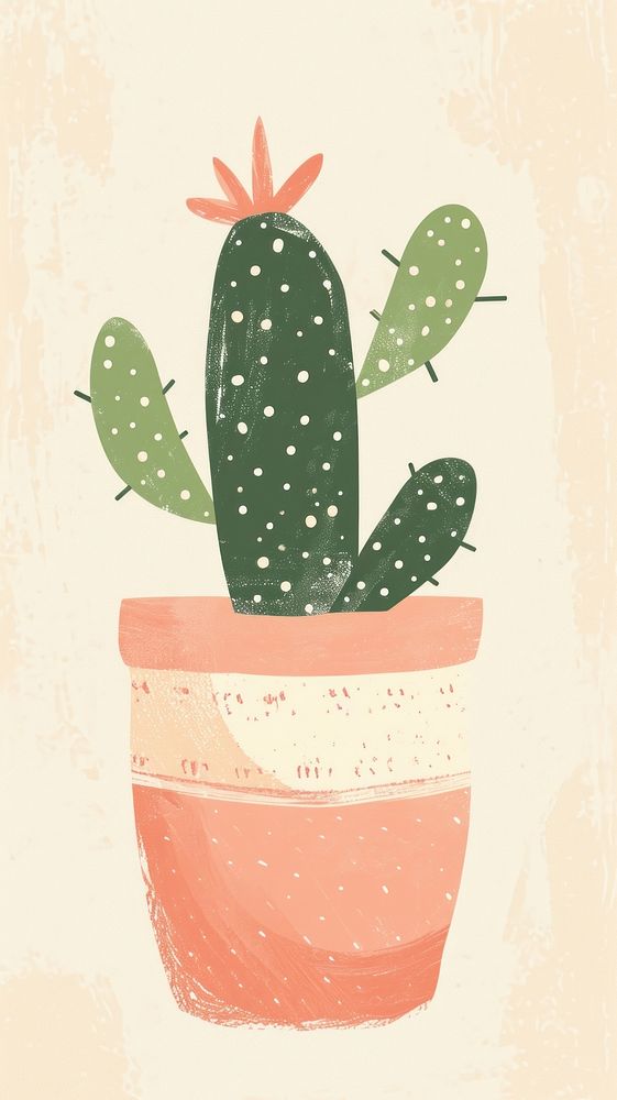 Cute cactus illustration plant wall creativity.