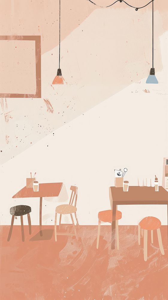 Cute coffee shop illustration architecture furniture drawing.