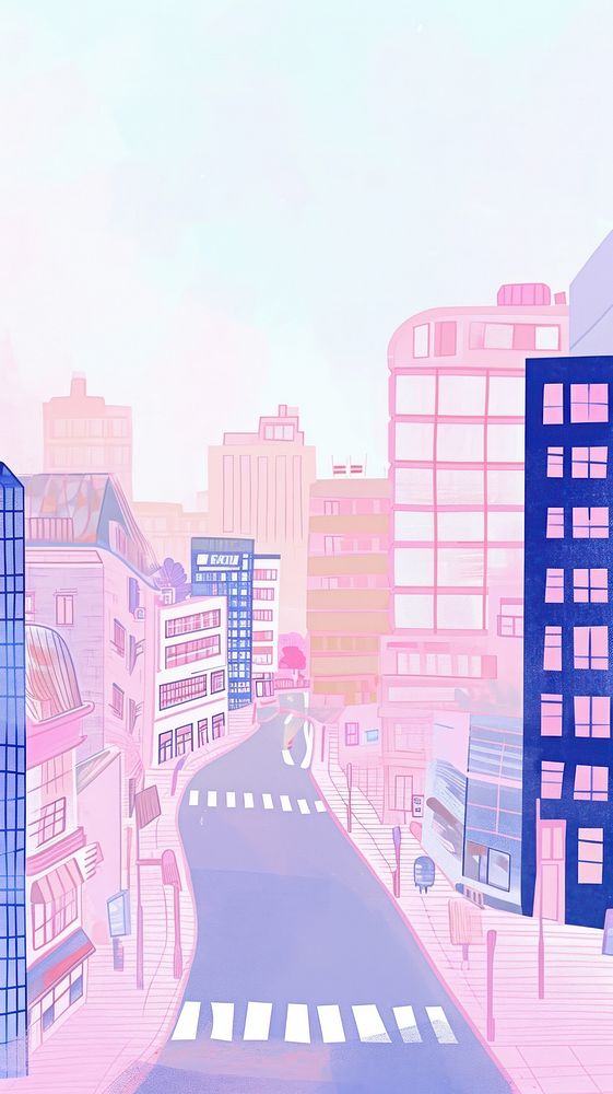 Cute downtown illustration architecture cityscape | Free Photo ...