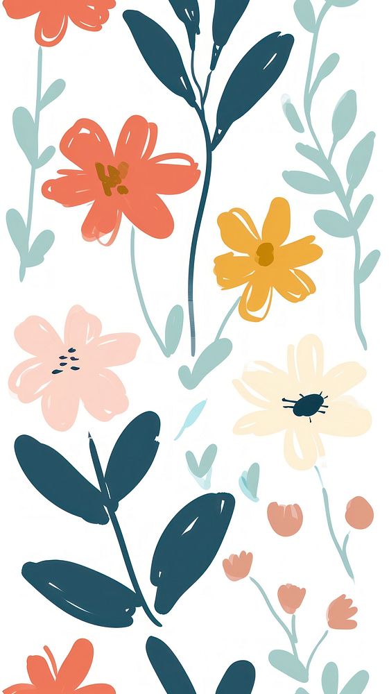 Cute flowers illustration wallpaper pattern plant.