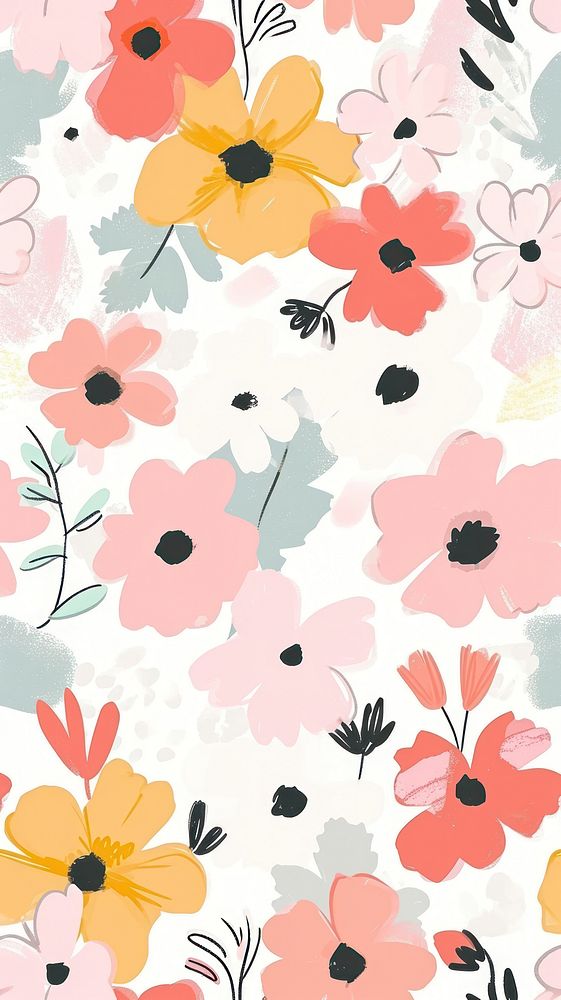 Cute flowers illustration wallpaper pattern petal.