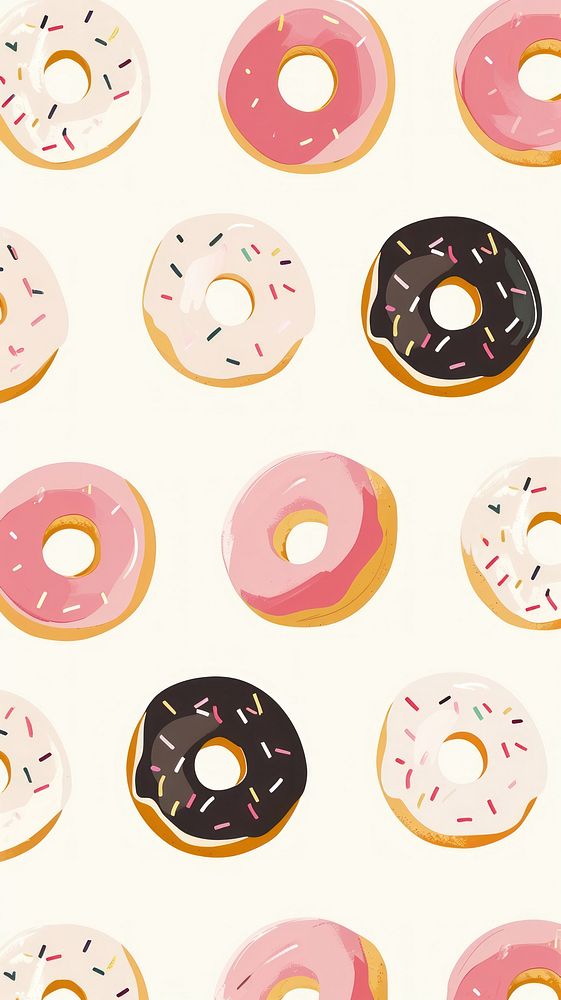 Cute mini donuts illustration food confectionery backgrounds.