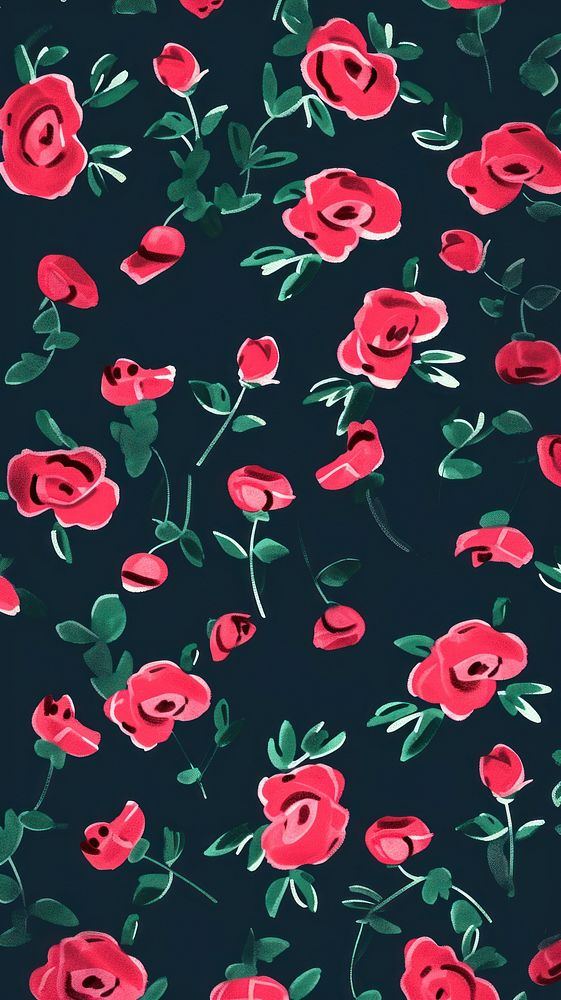Cute mini roses illustration wallpaper pattern flower.