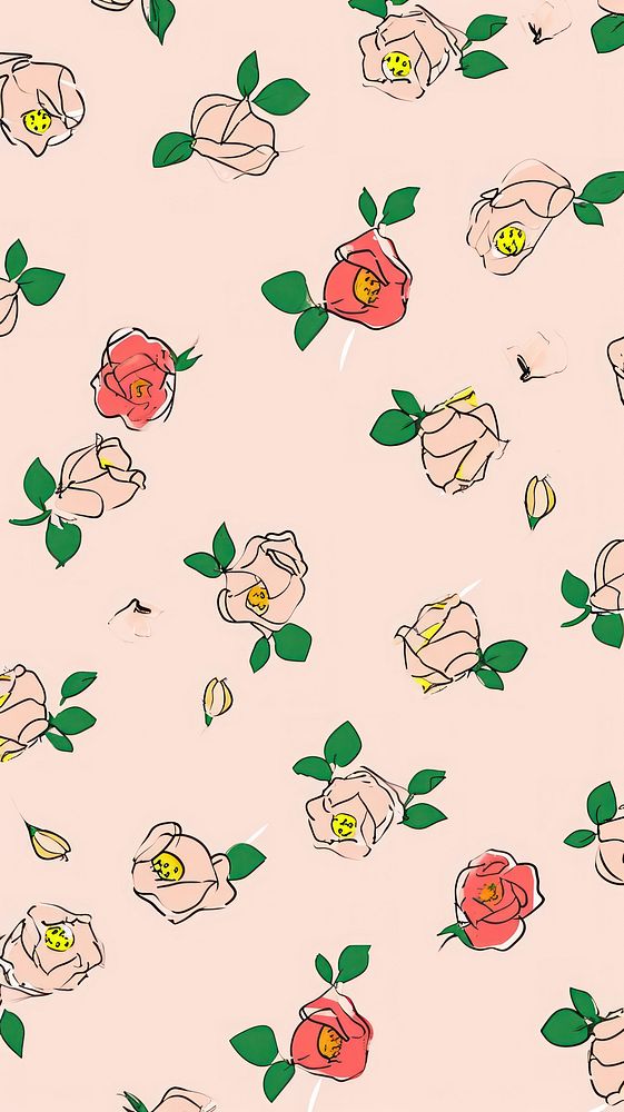 Cute mini roses illustration wallpaper pattern cartoon.